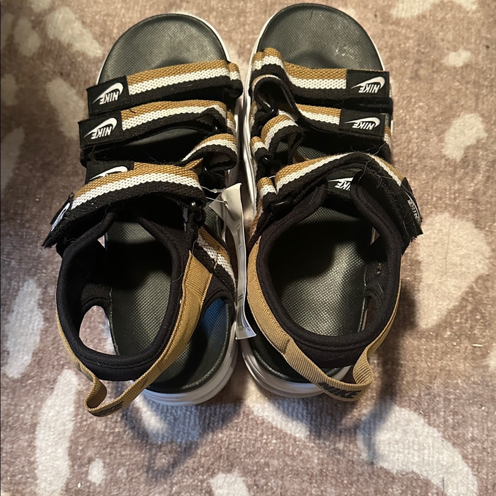 Nike Black and Tan Platform Sandals